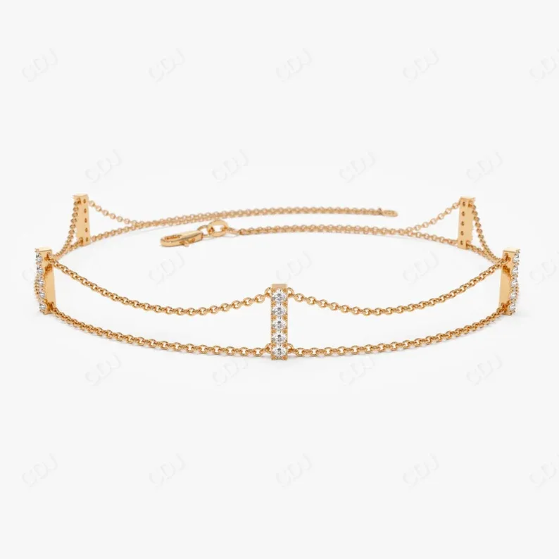 0.15CTW Moissanite Minimalist Bar Set Bracelet