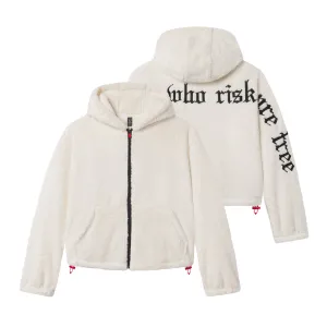 1005. Women's Sherpa Recovery Full Zip Hoodie - Ivory Cream/Black