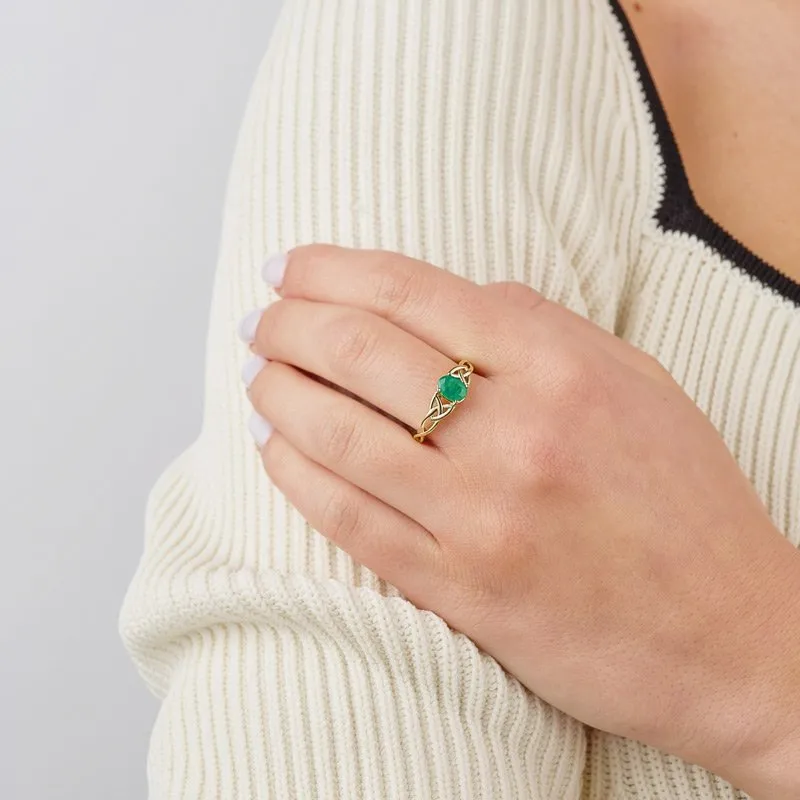 14k Gold Emerald Trinity Ring