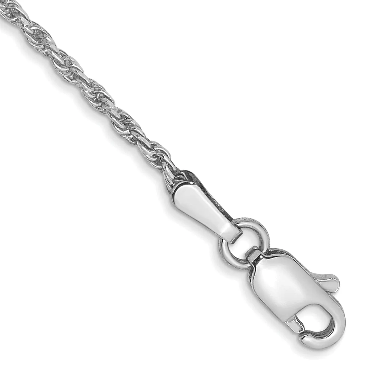 14k White Gold 1.30mm Diamond Cut Rope Chain