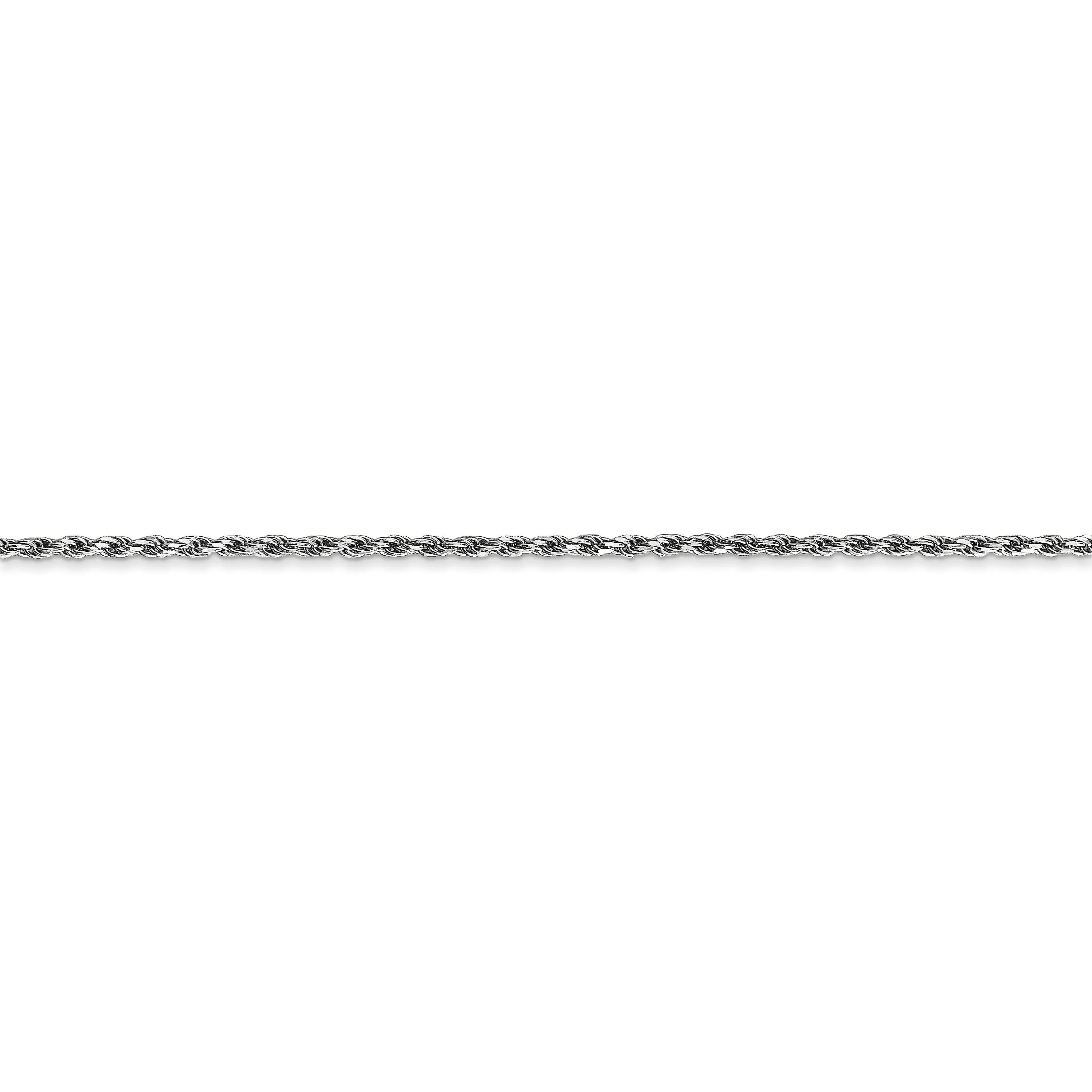 14k White Gold 1.30mm Diamond Cut Rope Chain