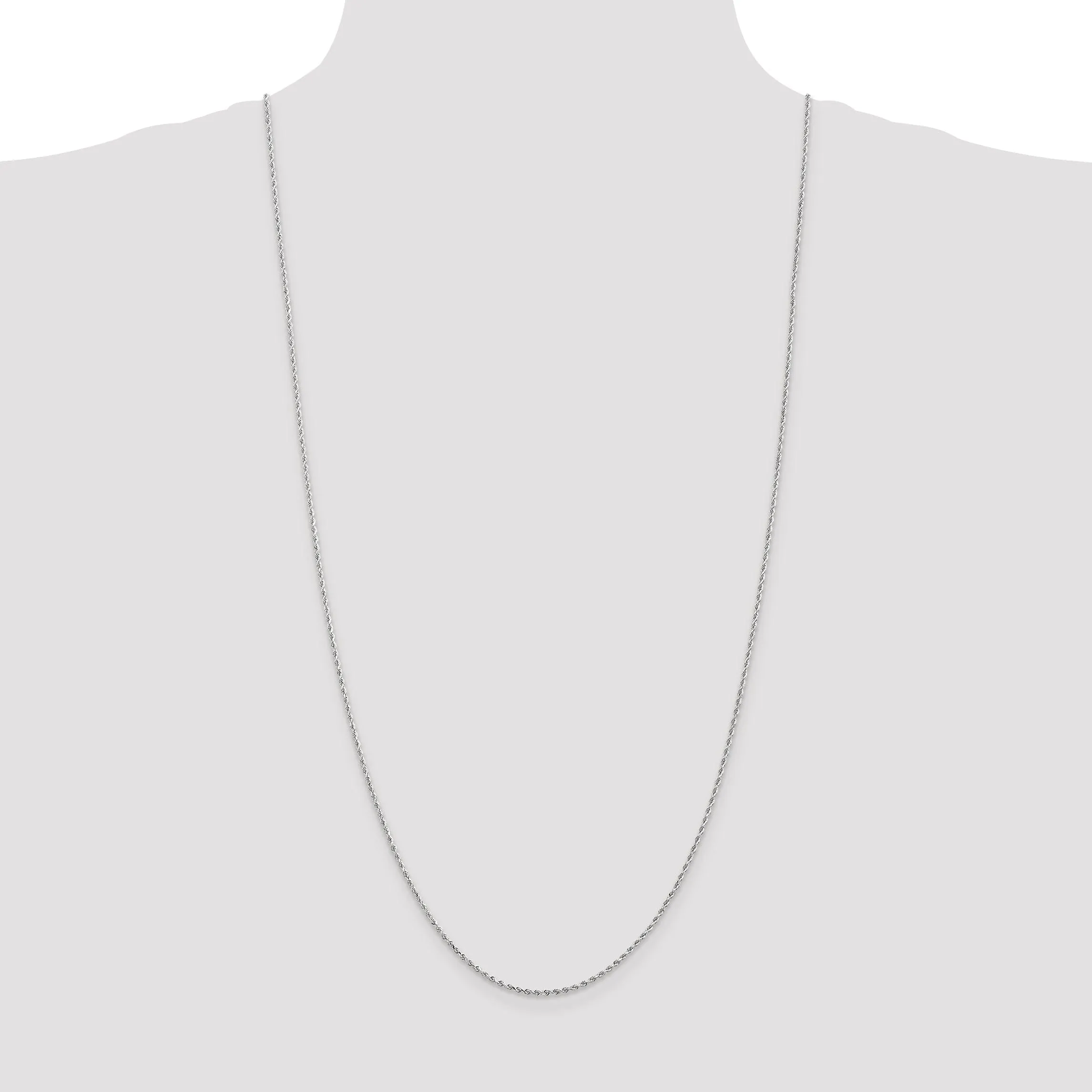 14k White Gold 1.50mm Diamond Cut Rope Chain