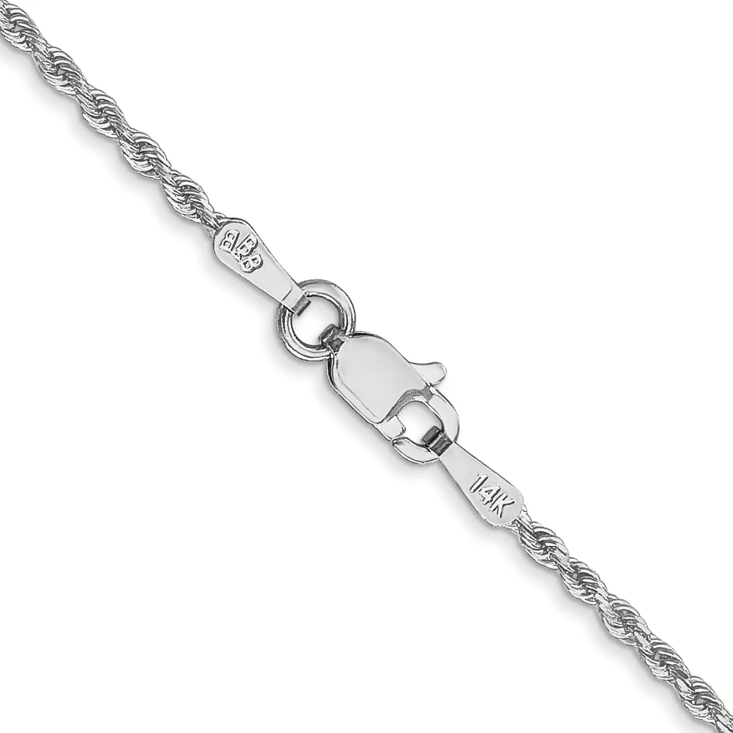 14k White Gold 1.50mm Diamond Cut Rope Chain