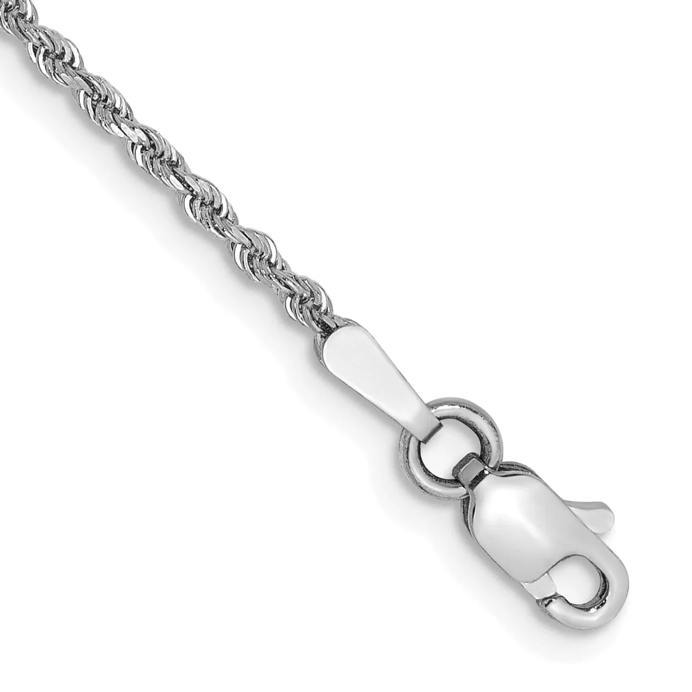 14k White Gold 1.50mm Diamond Cut Rope Chain