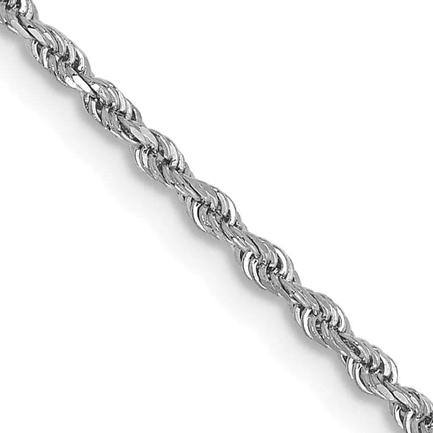 14k White Gold 1.50mm Diamond Cut Rope Chain