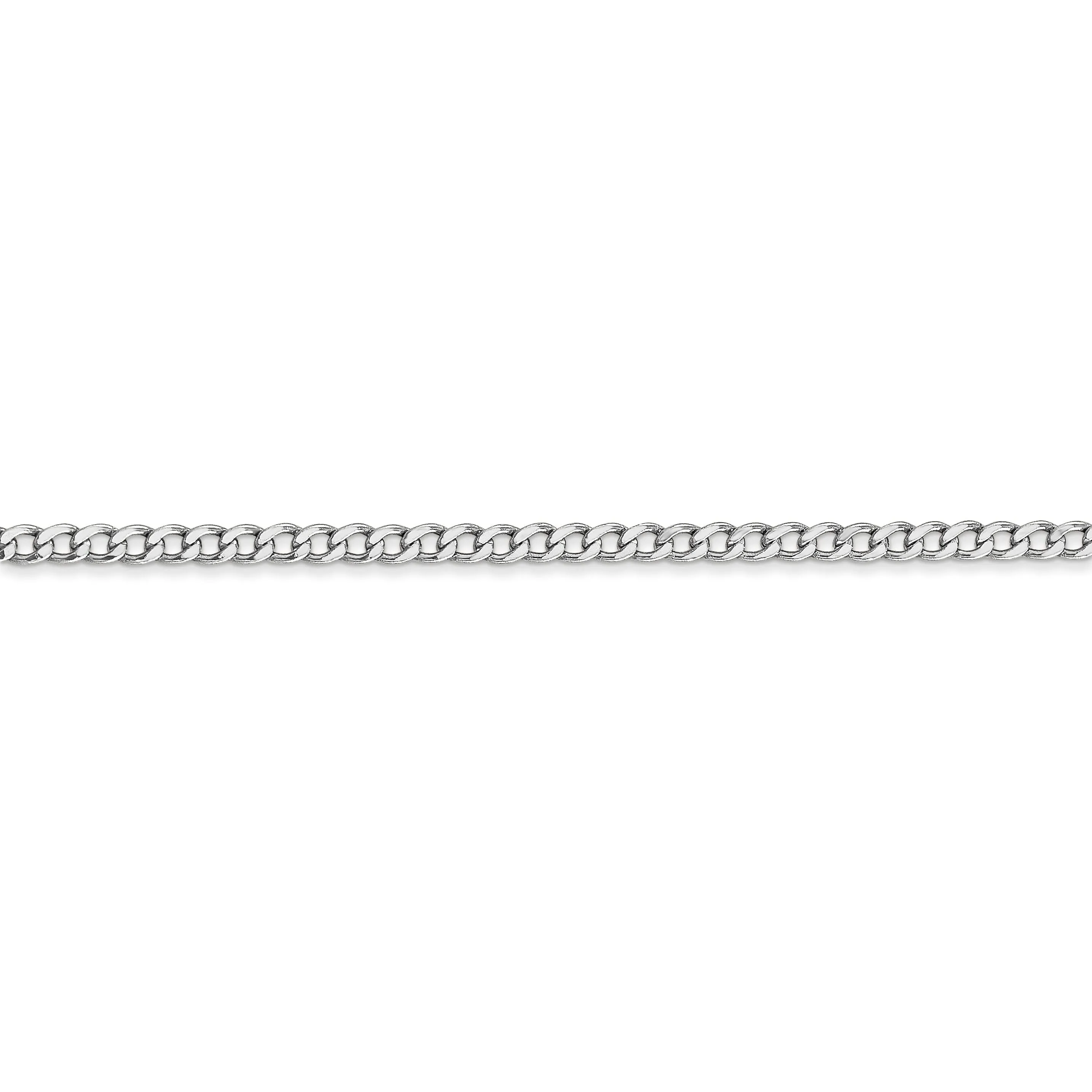 14k White Gold 2.50m Semi Solid Curb Link Chain