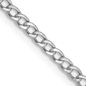 14k White Gold 2.50m Semi Solid Curb Link Chain