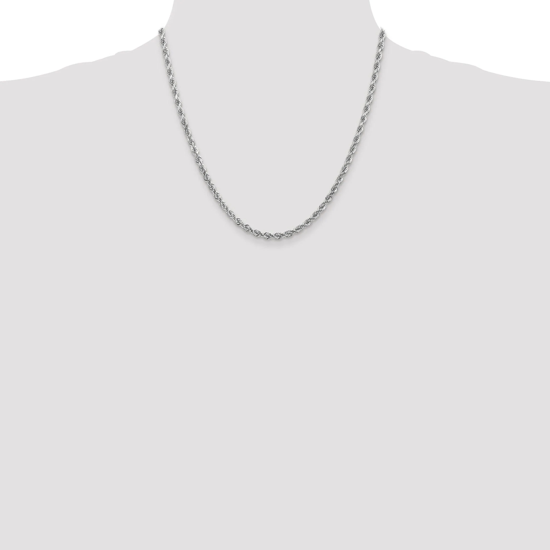 14k White Gold 4.00mm Diamond Cut Rope Chain