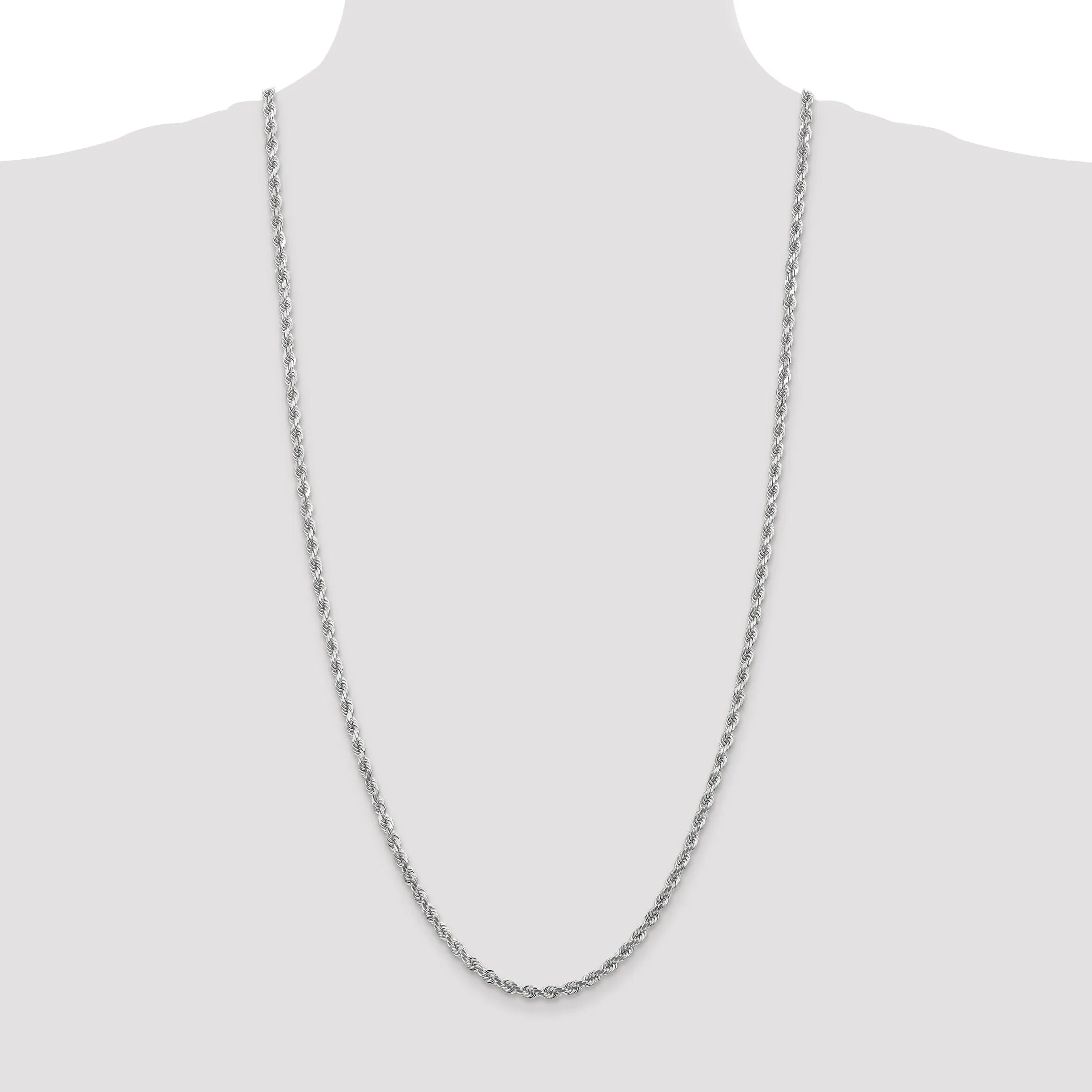 14k White Gold 4.00mm Diamond Cut Rope Chain