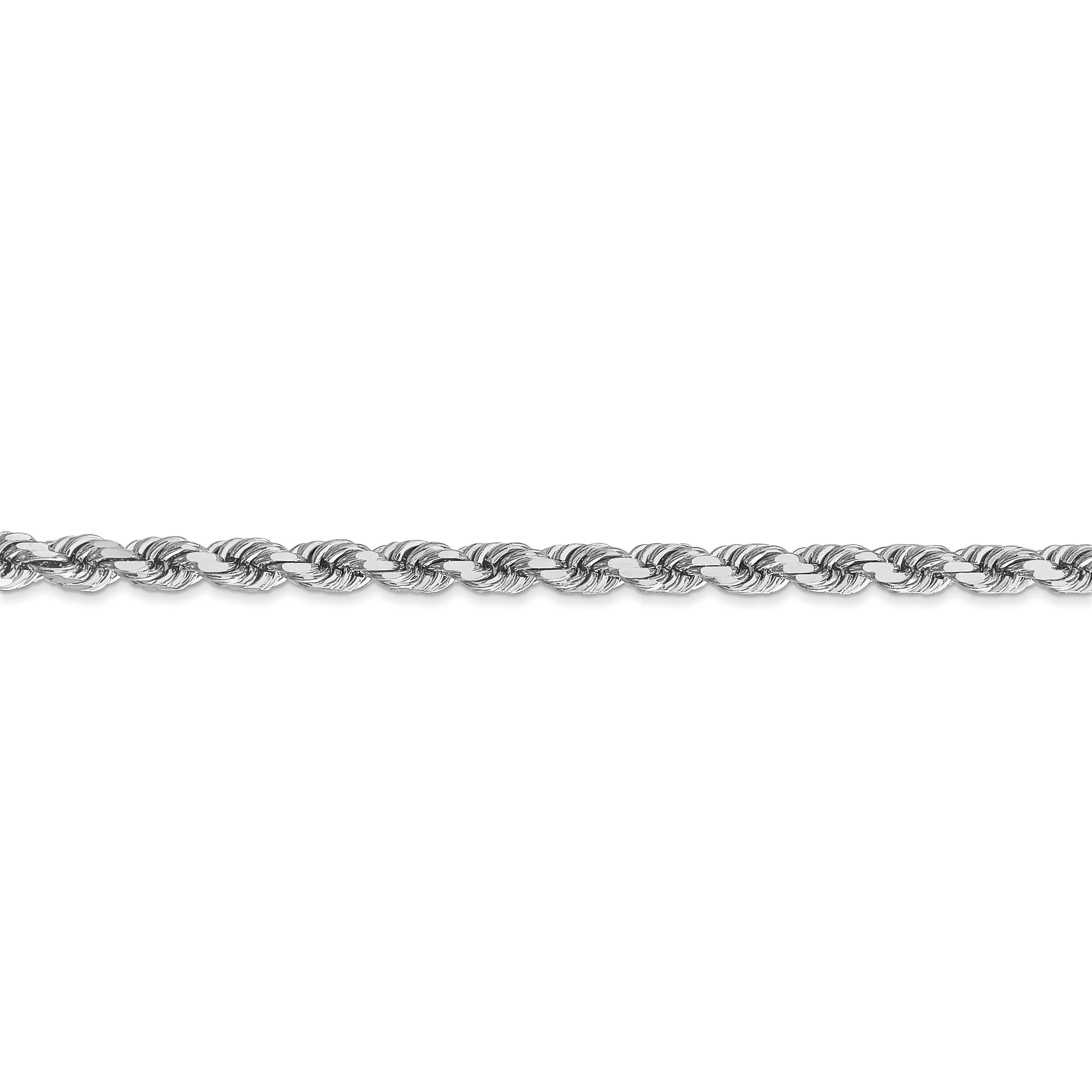 14k White Gold 4.00mm Diamond Cut Rope Chain