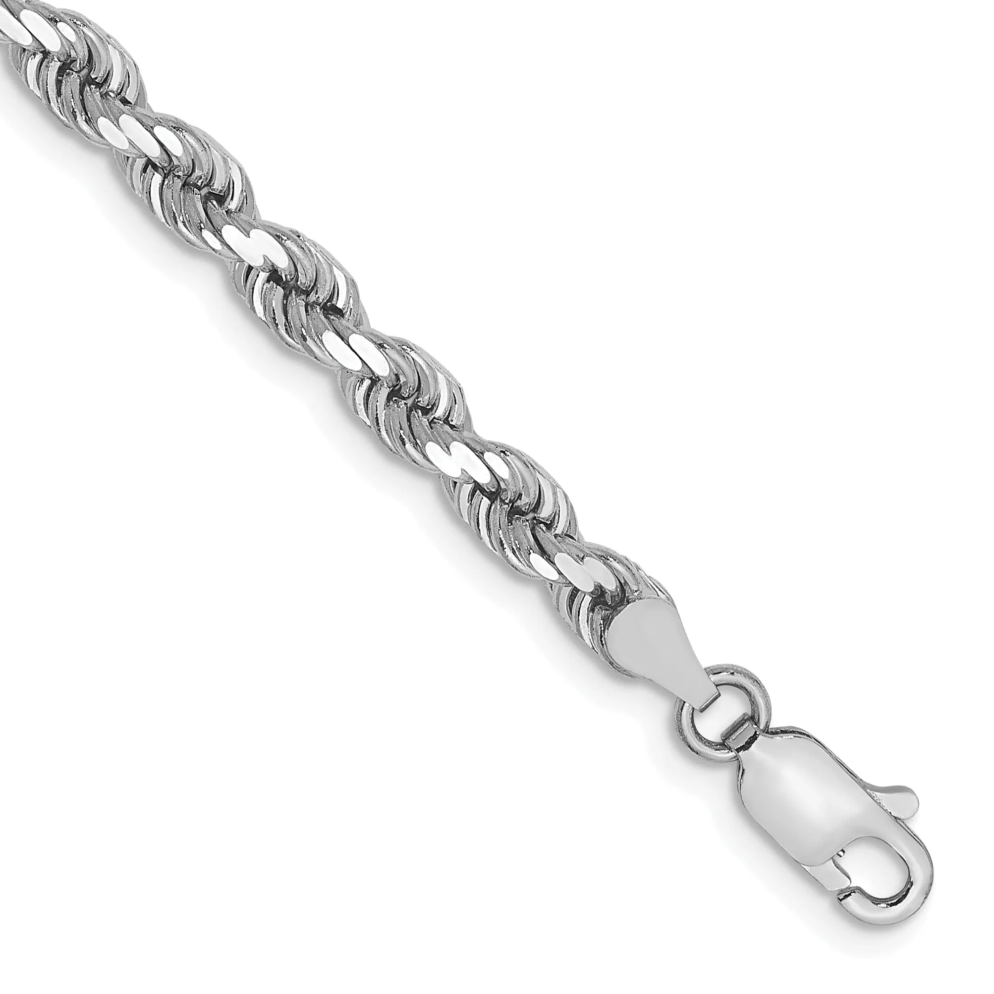 14k White Gold 4.00mm Diamond Cut Rope Chain