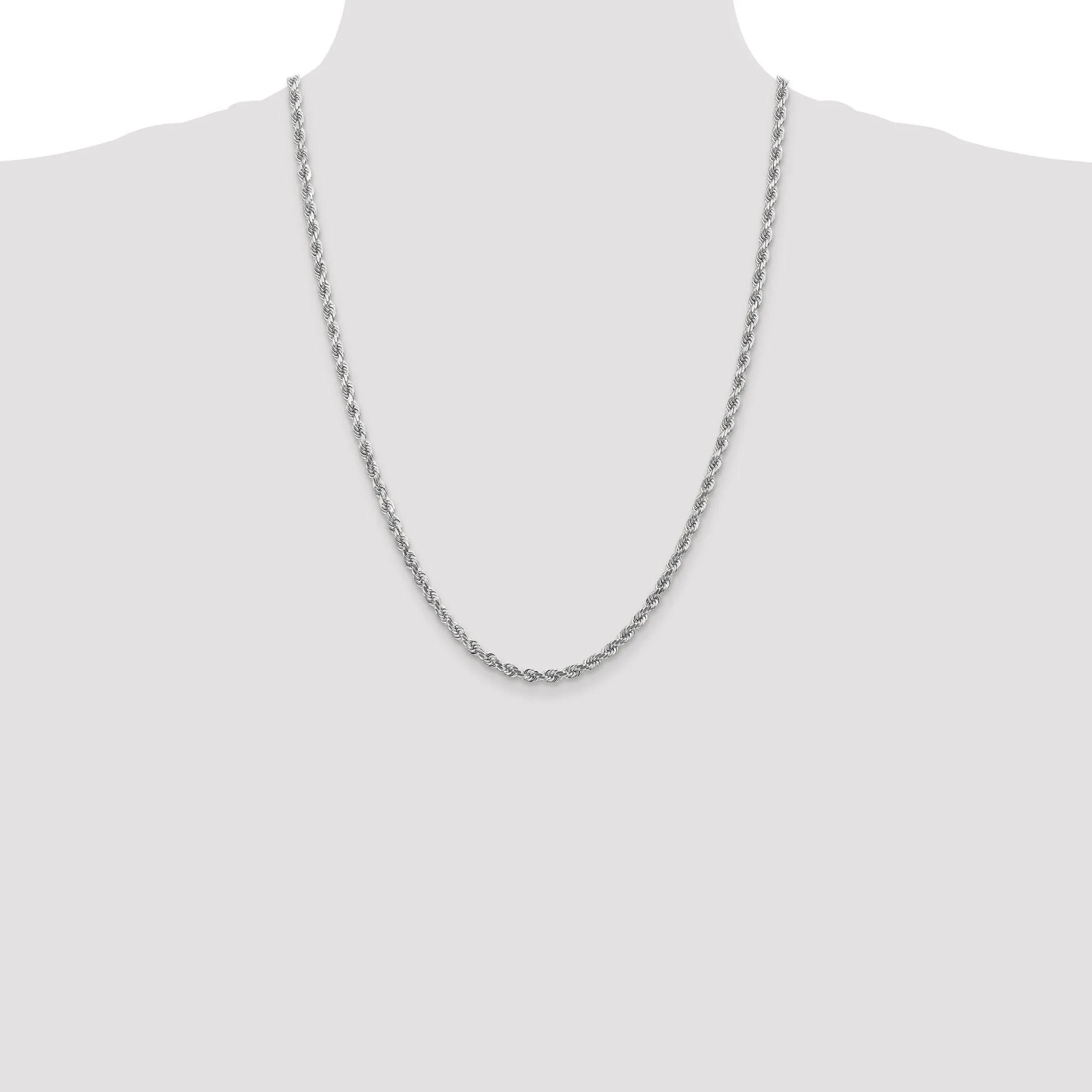 14k White Gold 4.00mm Diamond Cut Rope Chain