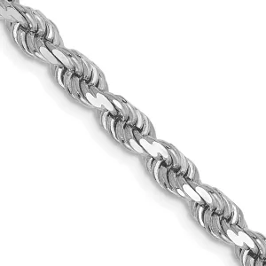 14k White Gold 4.00mm Diamond Cut Rope Chain