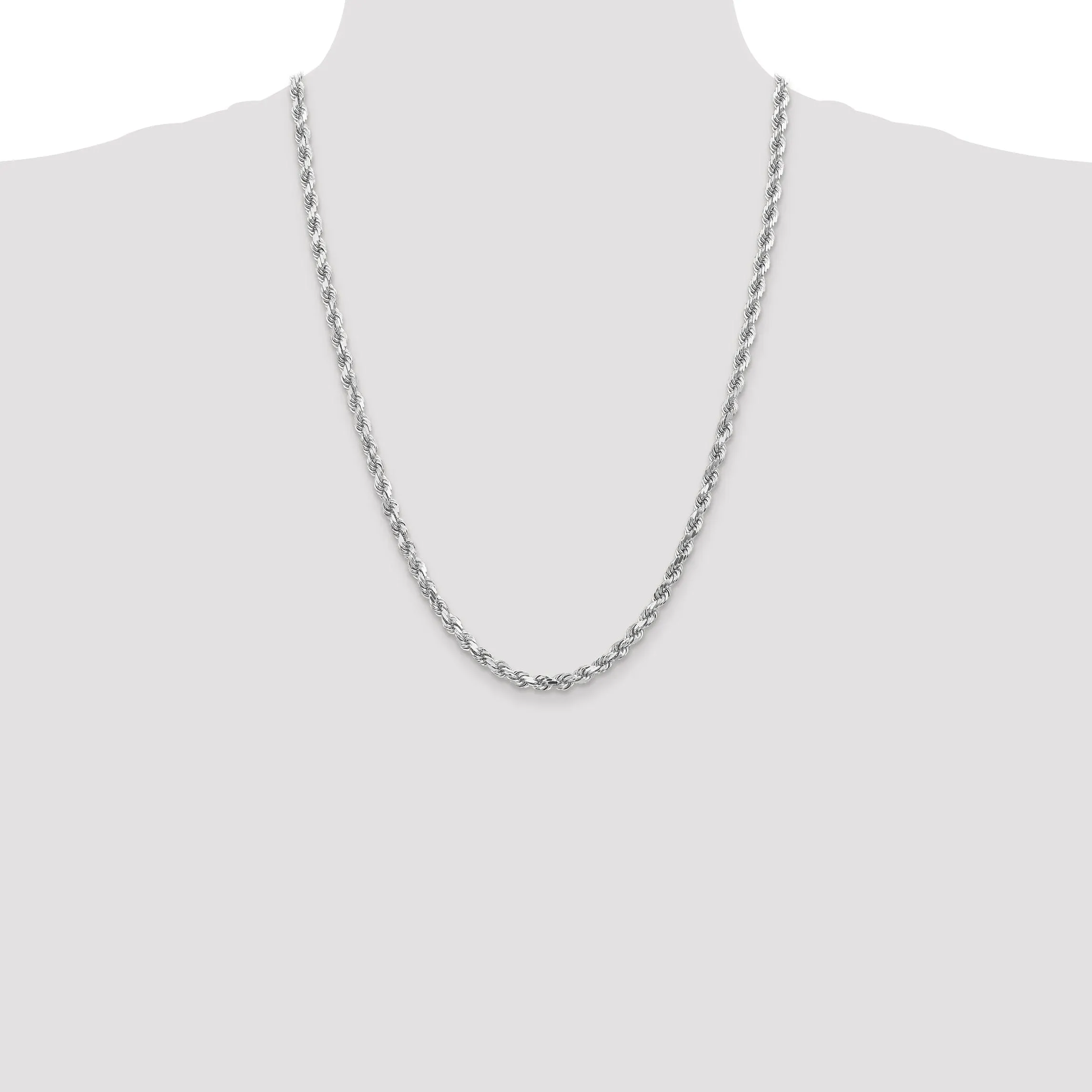 14k White Gold 5.00mm Diamond CutRope Chain