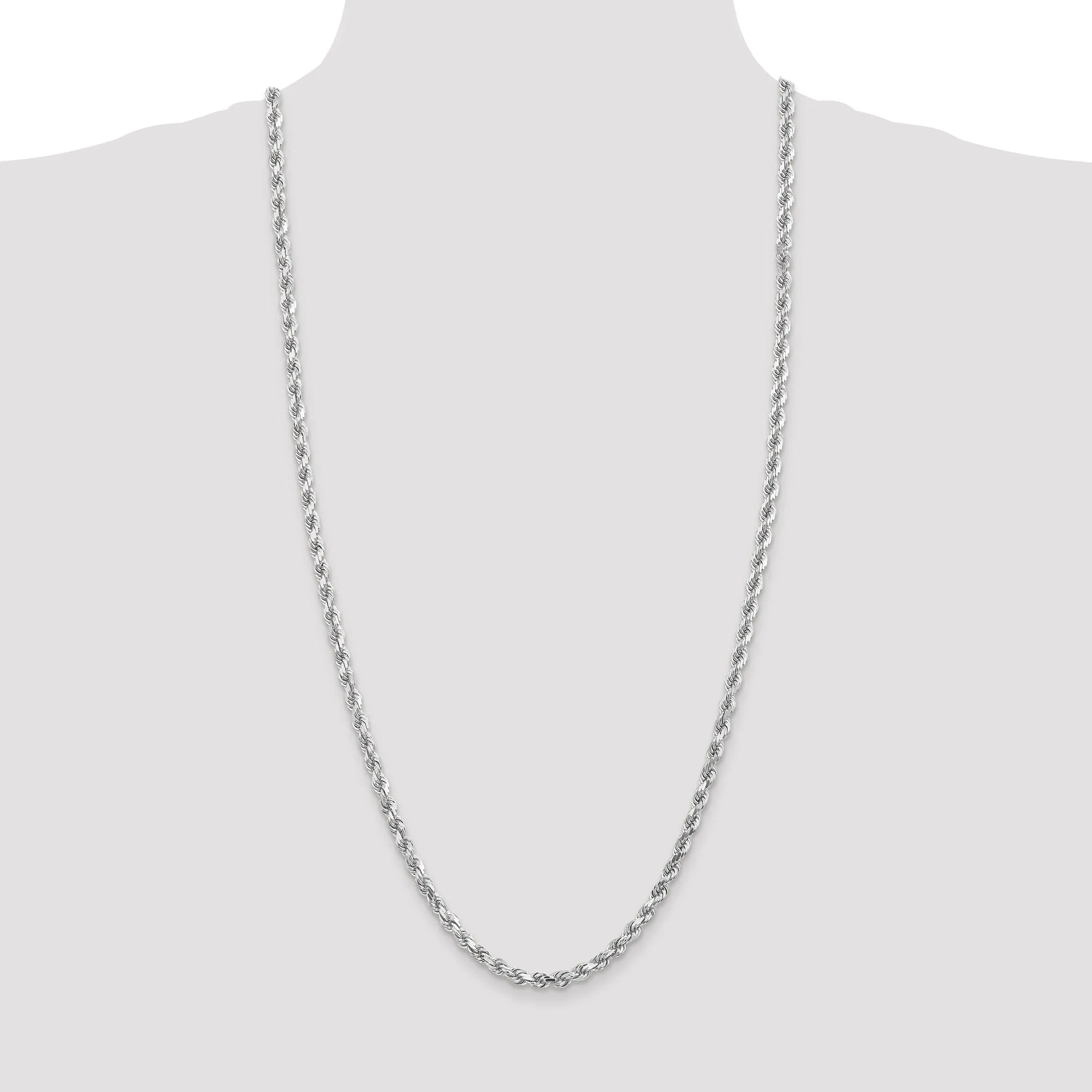 14k White Gold 5.00mm Diamond CutRope Chain