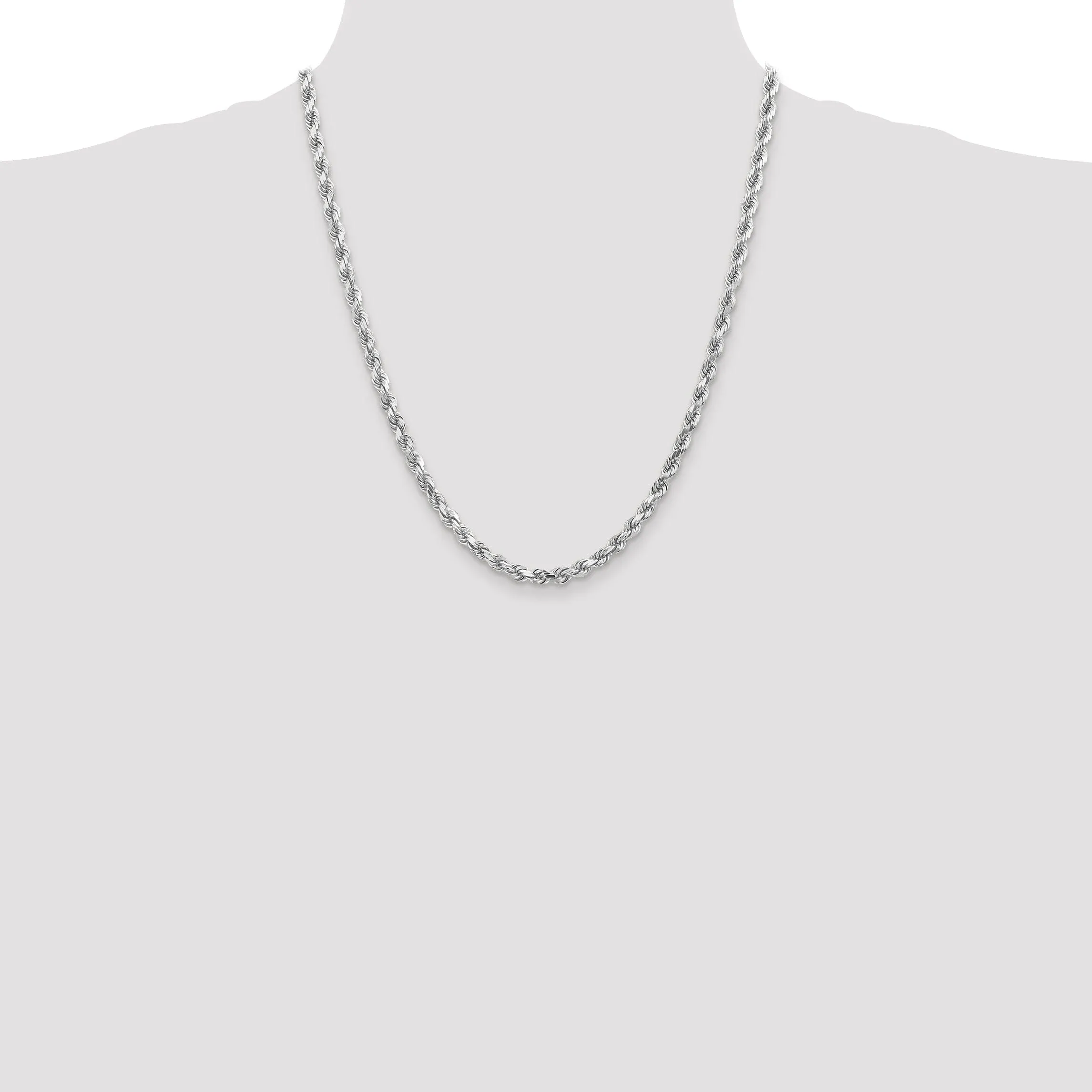 14k White Gold 5.00mm Diamond CutRope Chain