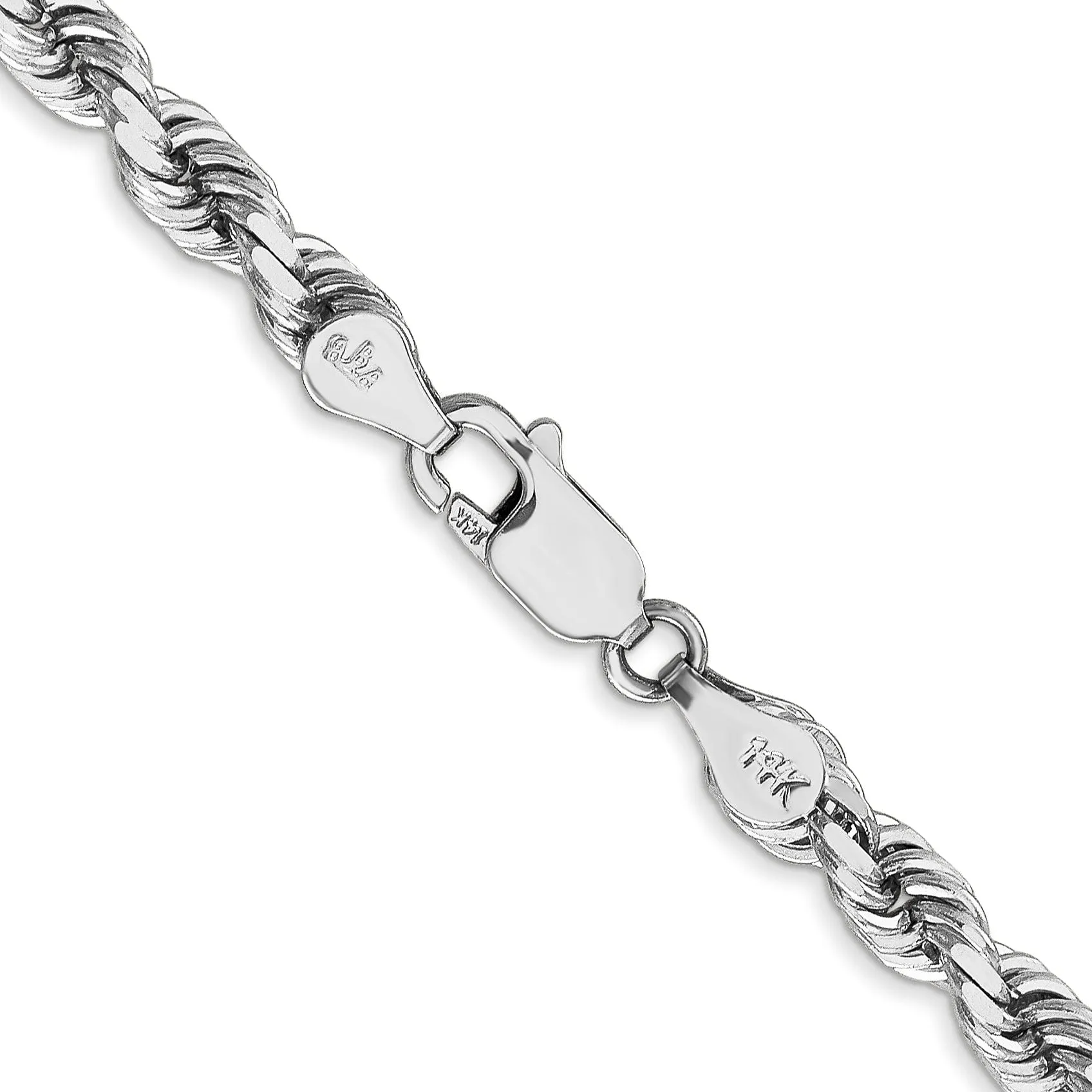 14k White Gold 5.00mm Diamond CutRope Chain