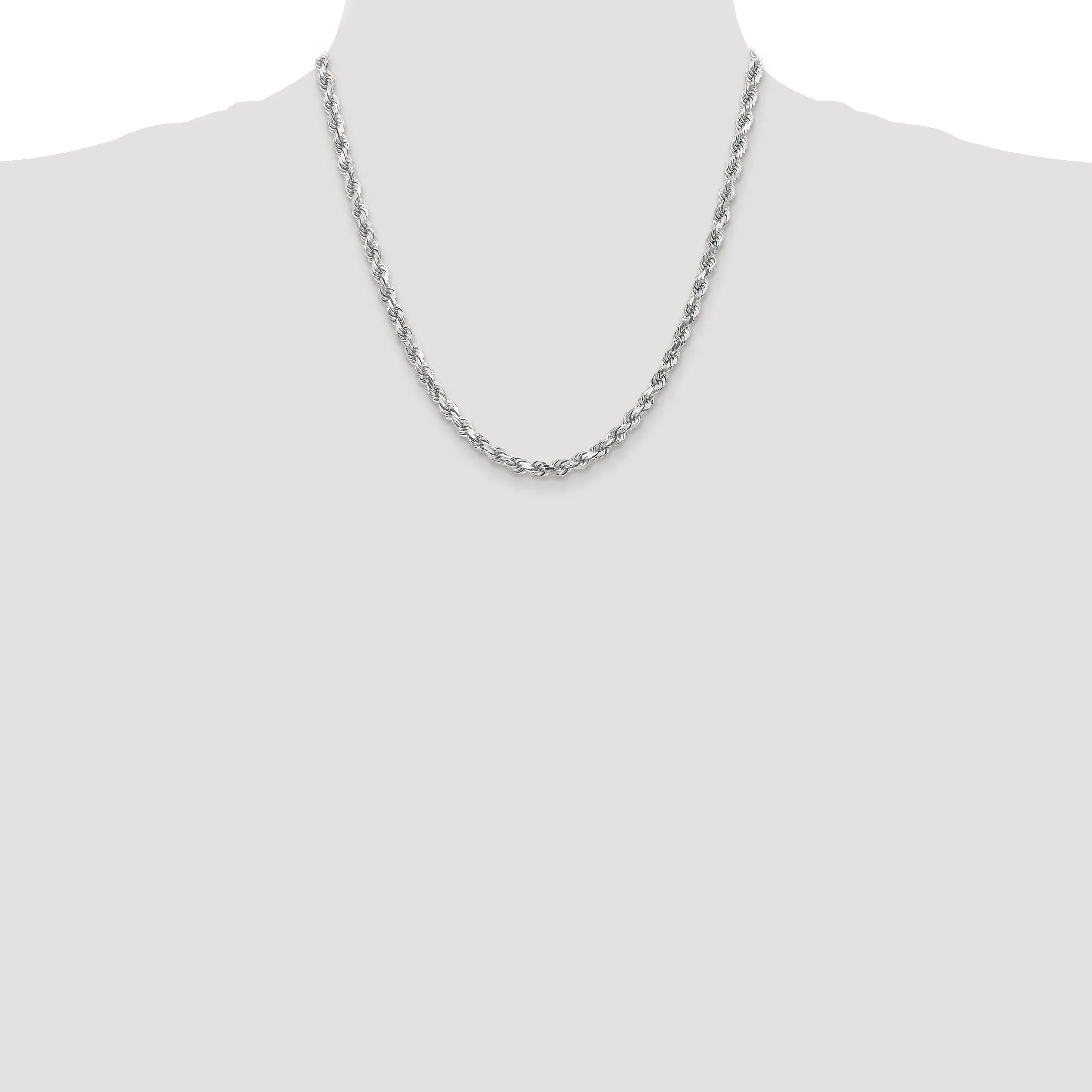 14k White Gold 5.00mm Diamond CutRope Chain