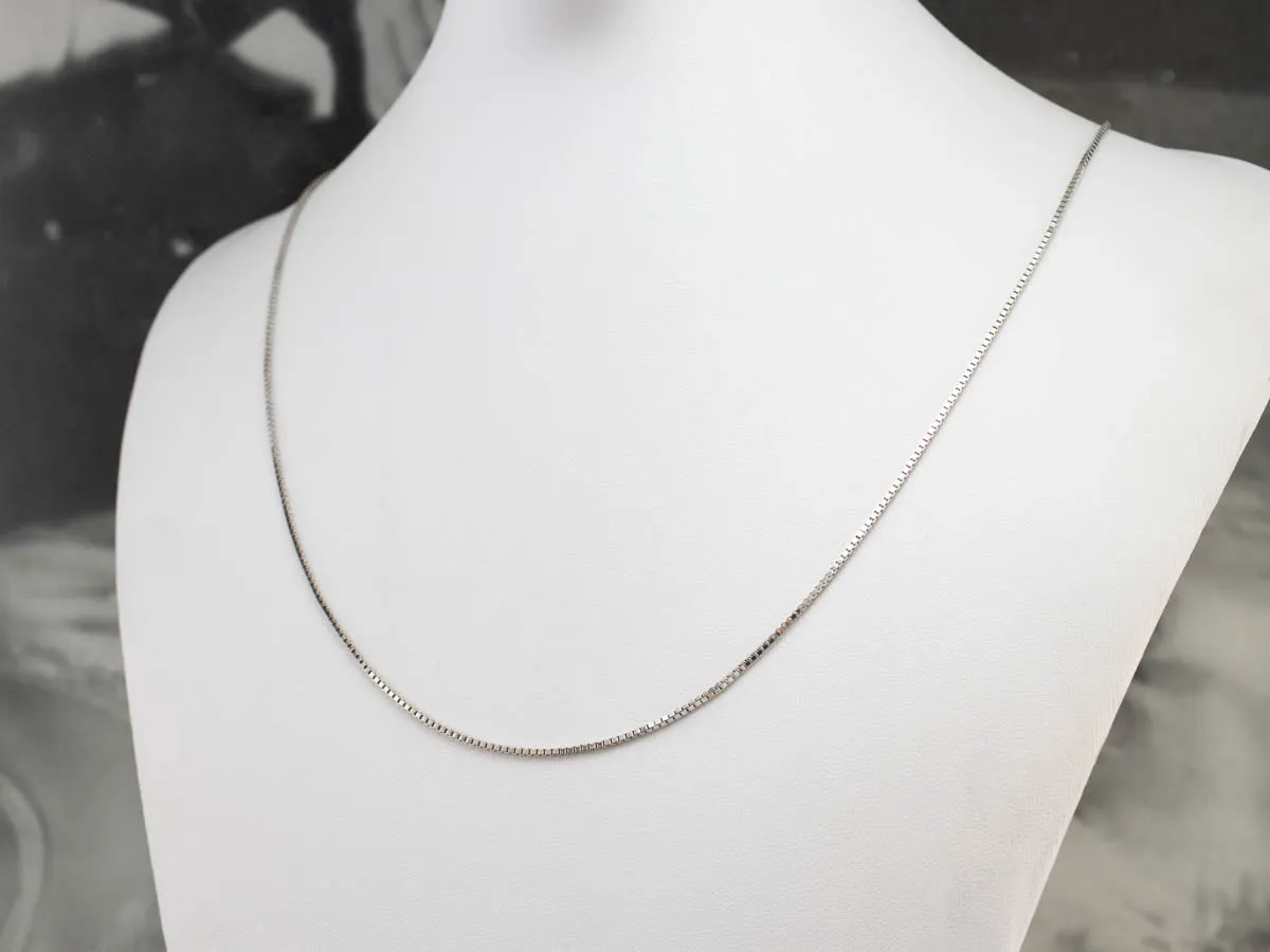 14K White Gold Box Chain Necklace