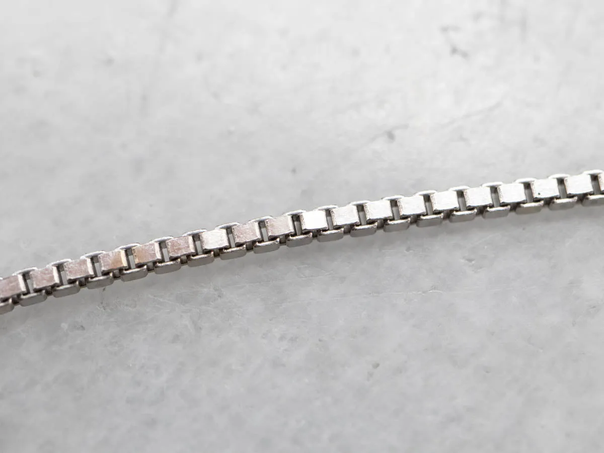 14K White Gold Box Chain Necklace