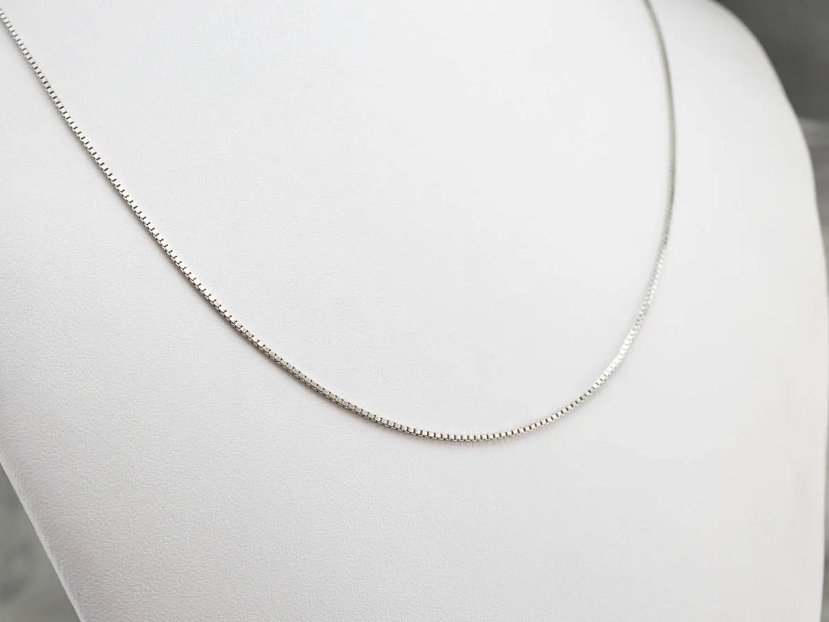 14K White Gold Box Chain Necklace