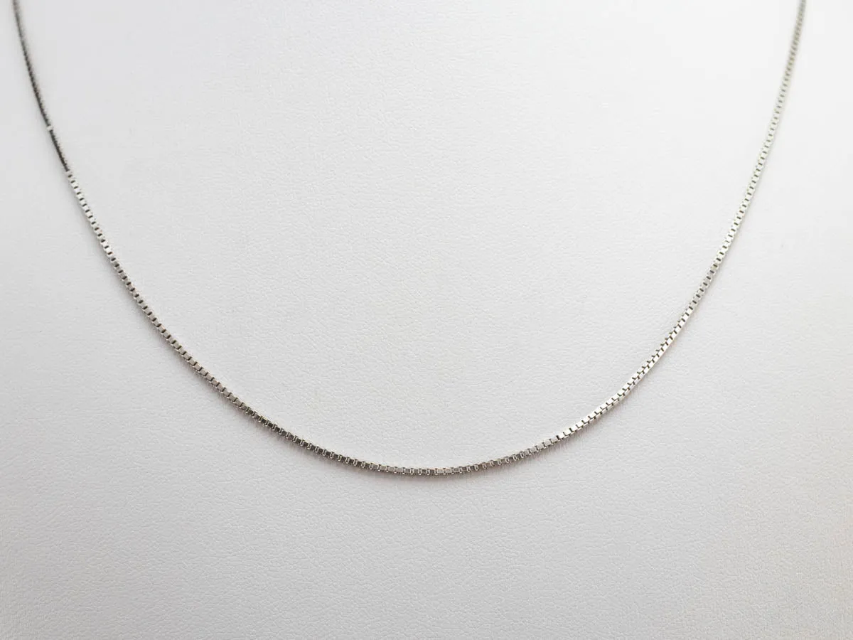 14K White Gold Box Chain Necklace