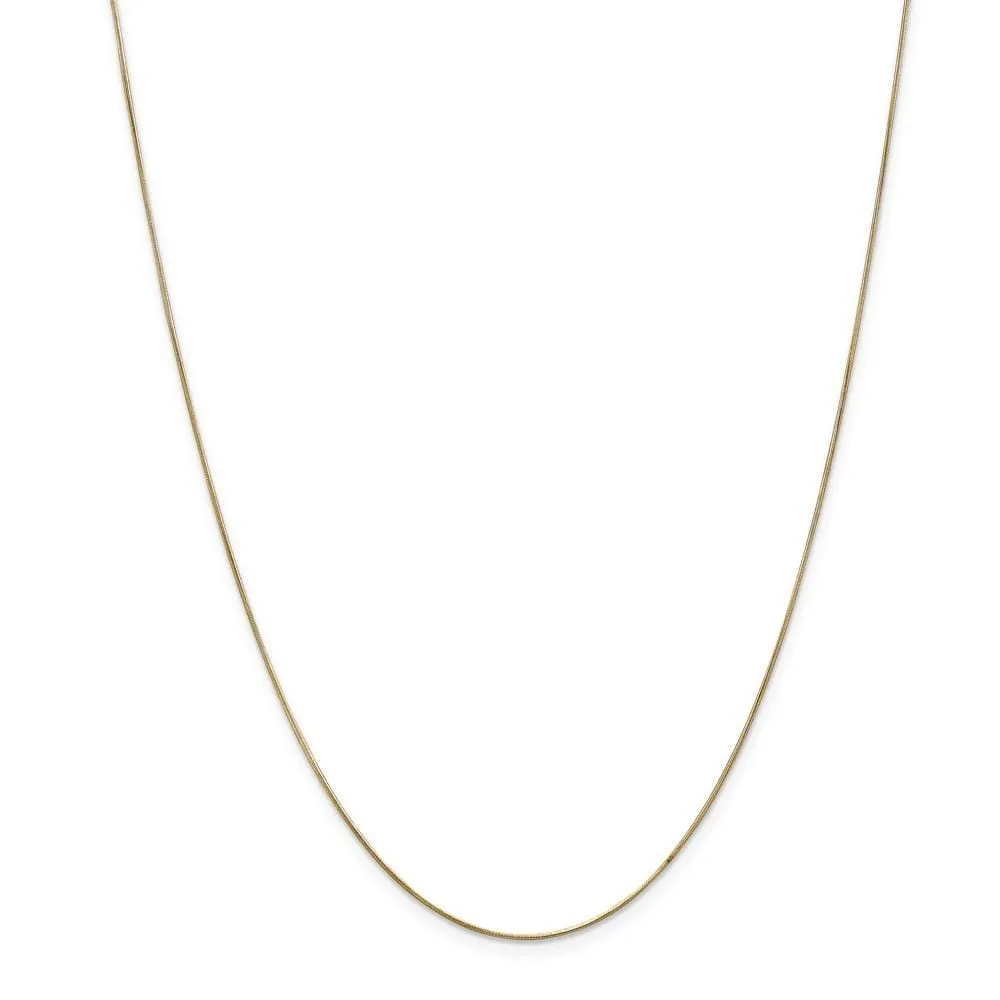 14k Yellow Gold 0.65mm Solid Round Snake Chain