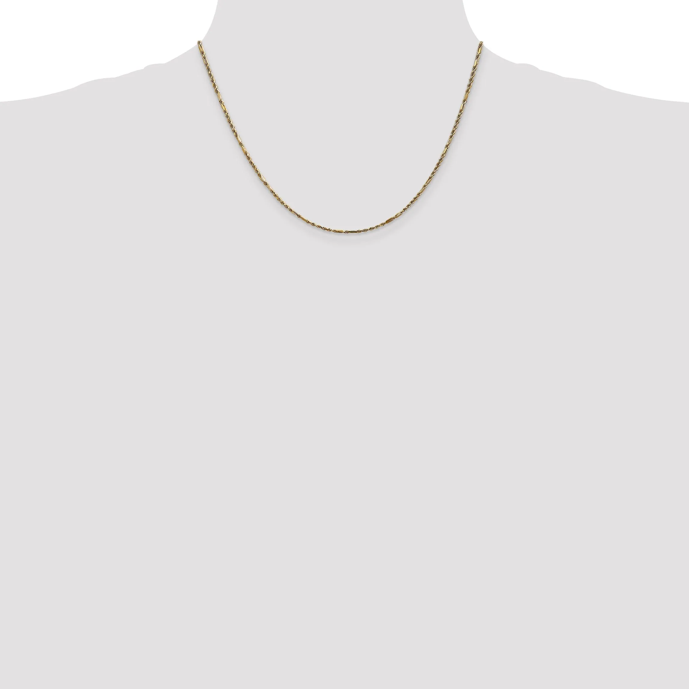 14k Yellow Gold 2.00mm D.C Milano Rope Chain