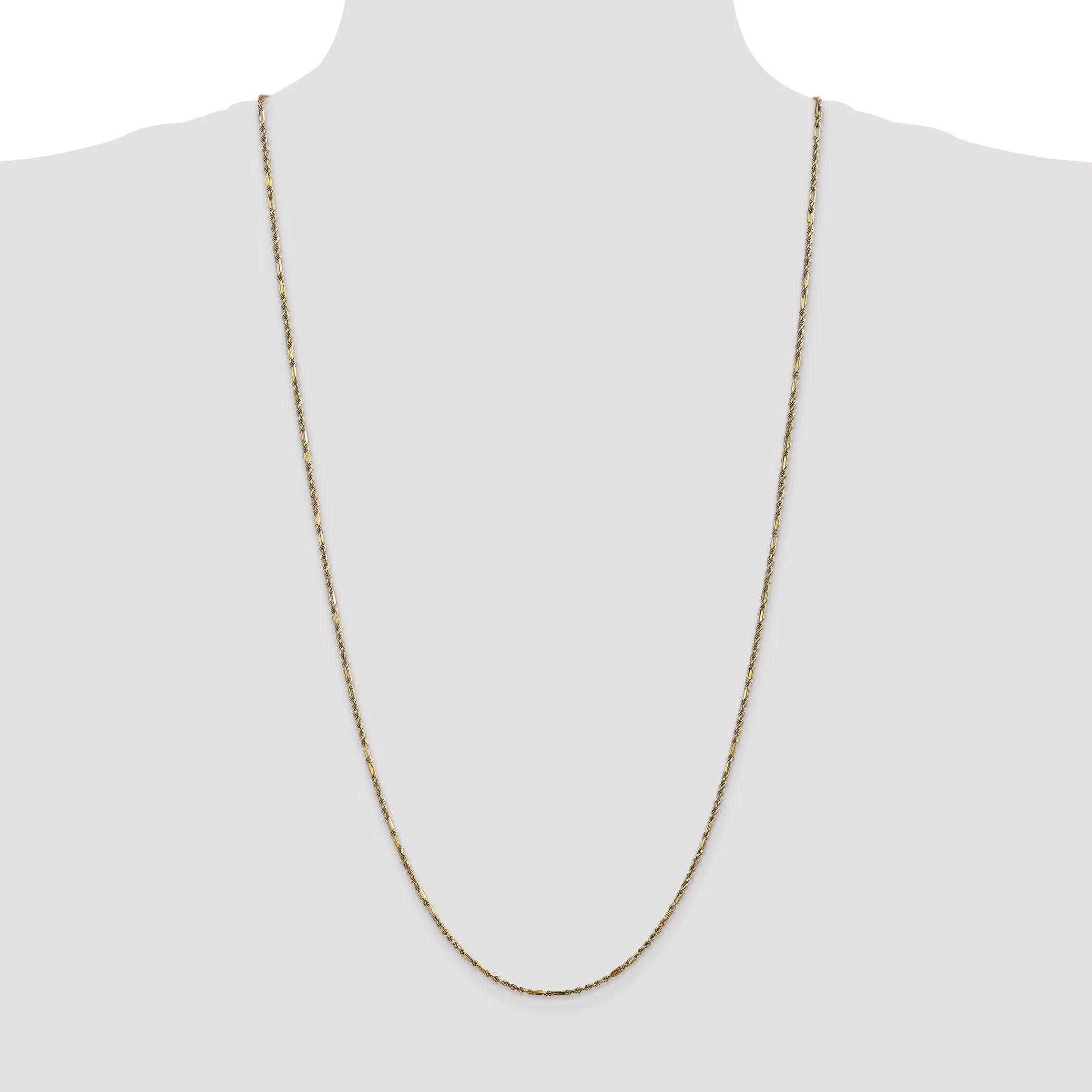 14k Yellow Gold 2.00mm D.C Milano Rope Chain