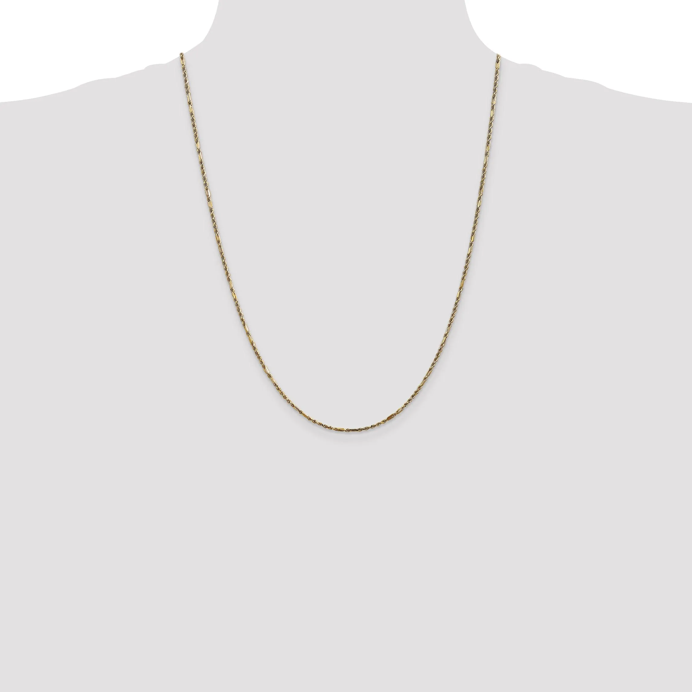 14k Yellow Gold 2.00mm D.C Milano Rope Chain