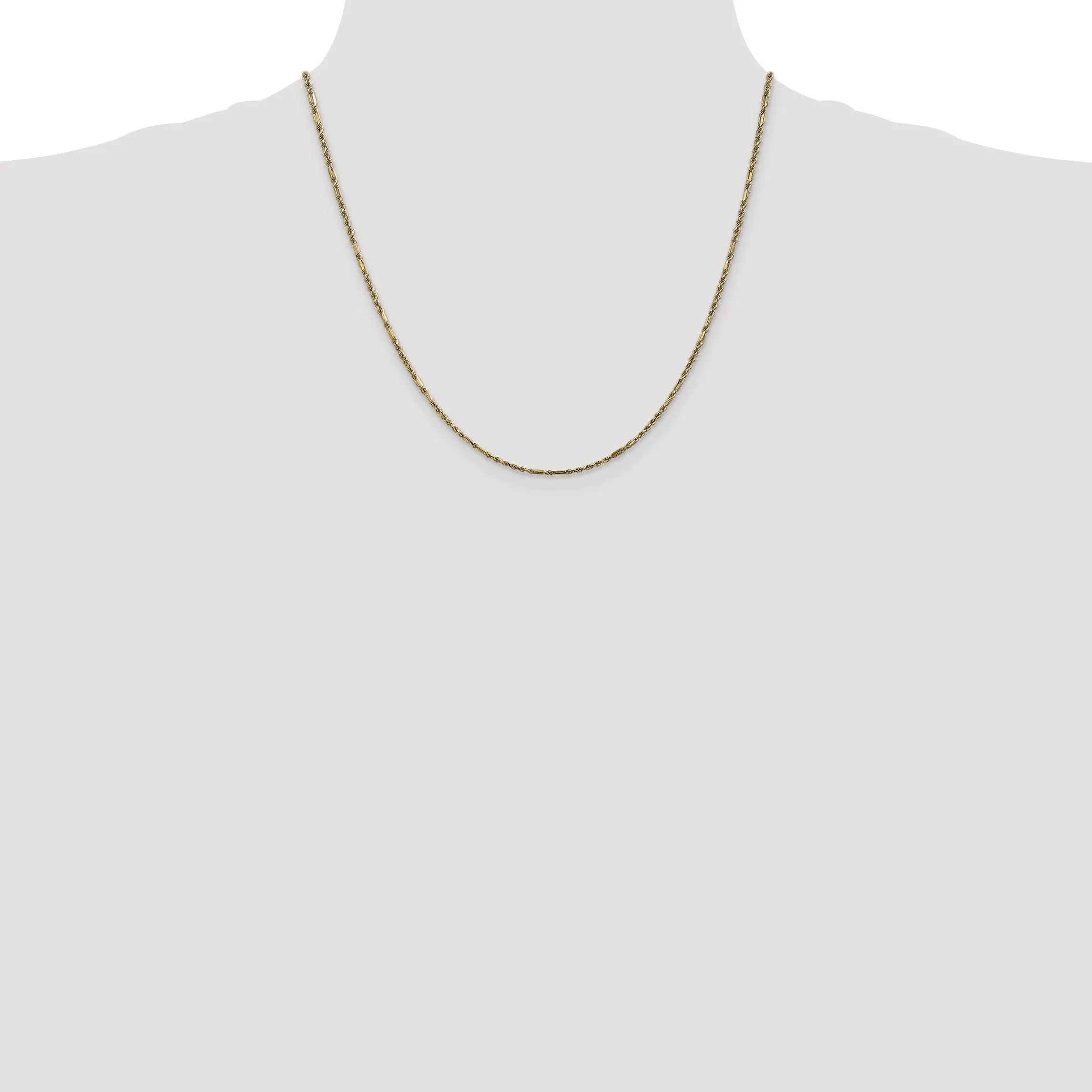 14k Yellow Gold 2.00mm D.C Milano Rope Chain