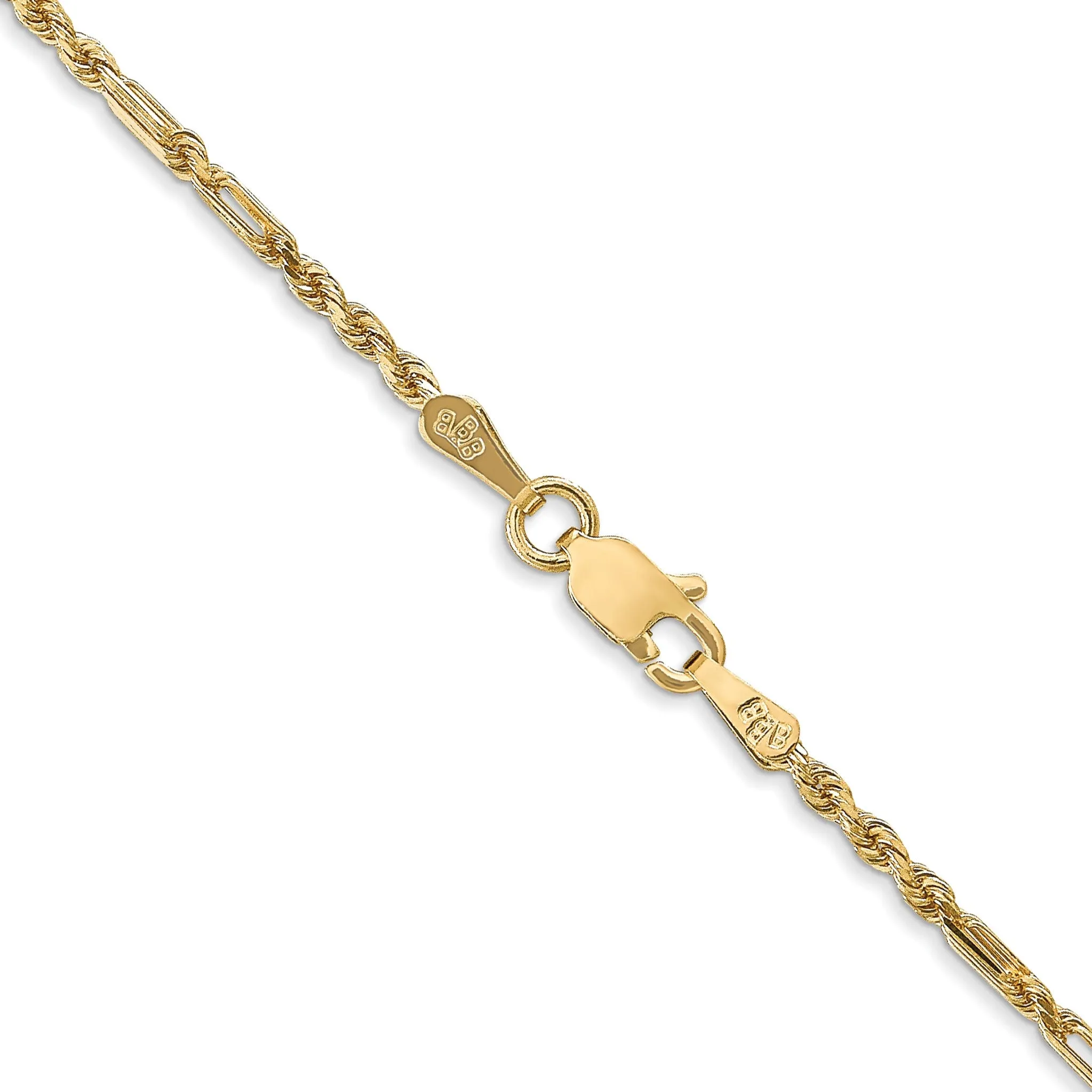 14k Yellow Gold 2.00mm D.C Milano Rope Chain