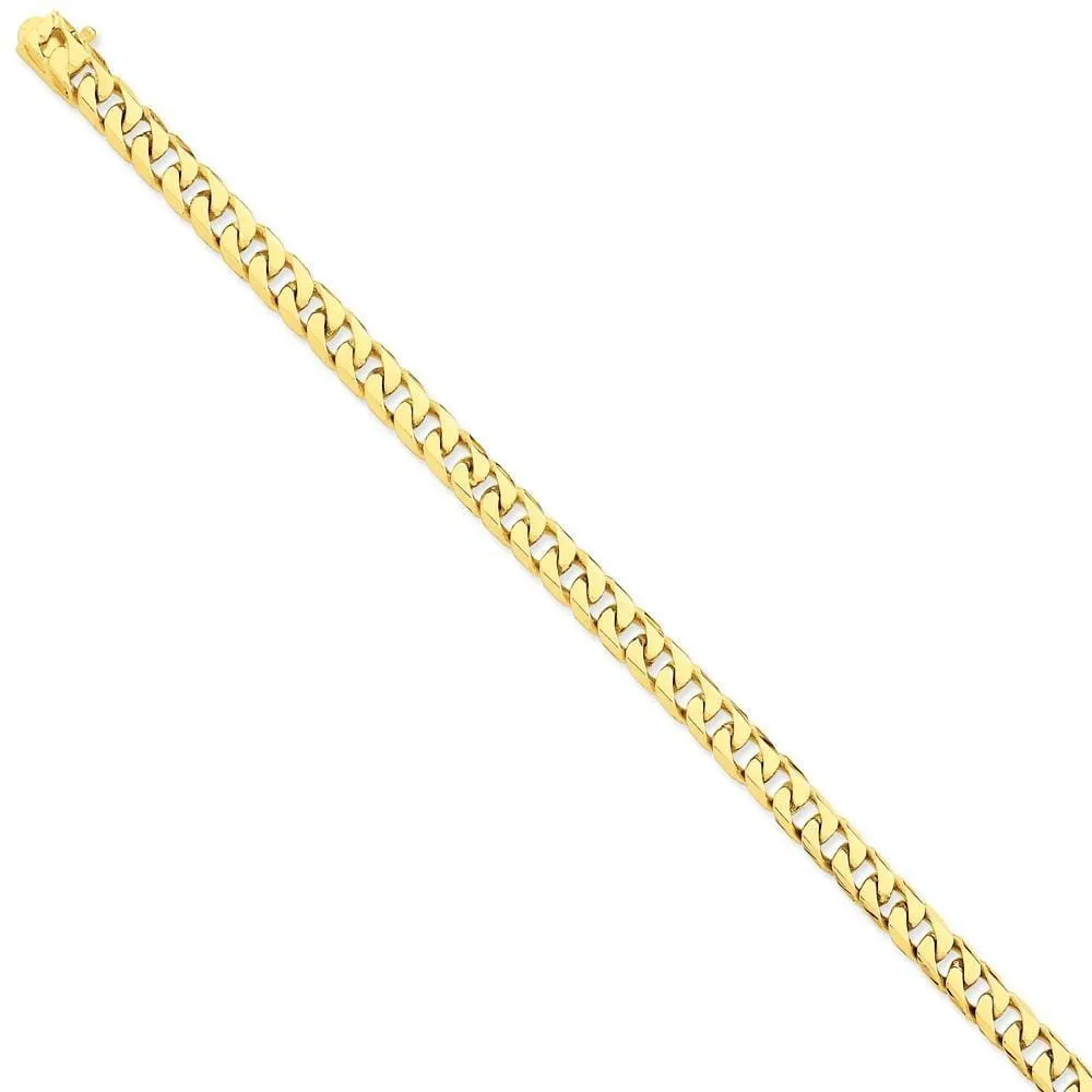 14k Yellow Gold 6.80mm Flat Beveled Curb Chain