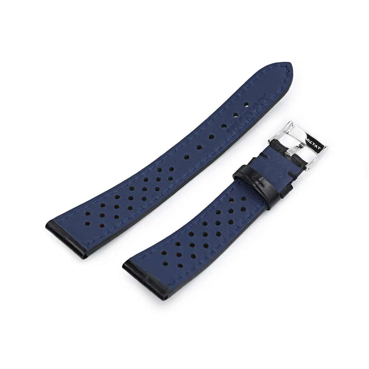 20mm MiLTAT Rally Racing Genuine Alligator Black Watch Strap