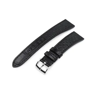 20mm MiLTAT Rally Racing Genuine Alligator Black Watch Strap