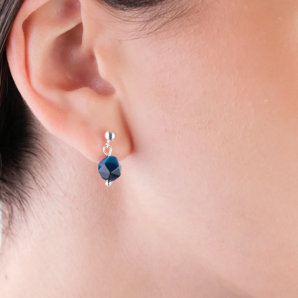 925 Sterling Silver Blue Peacock Drop Earrings