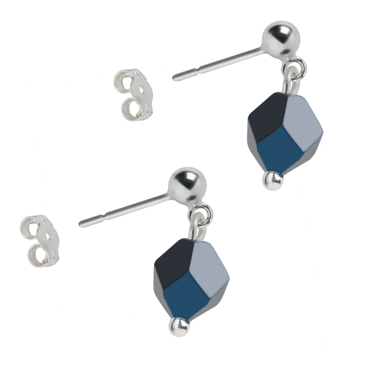 925 Sterling Silver Blue Peacock Drop Earrings