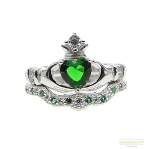 925 sterling silver factory wedding engagement heart irish claddagh promise ring set