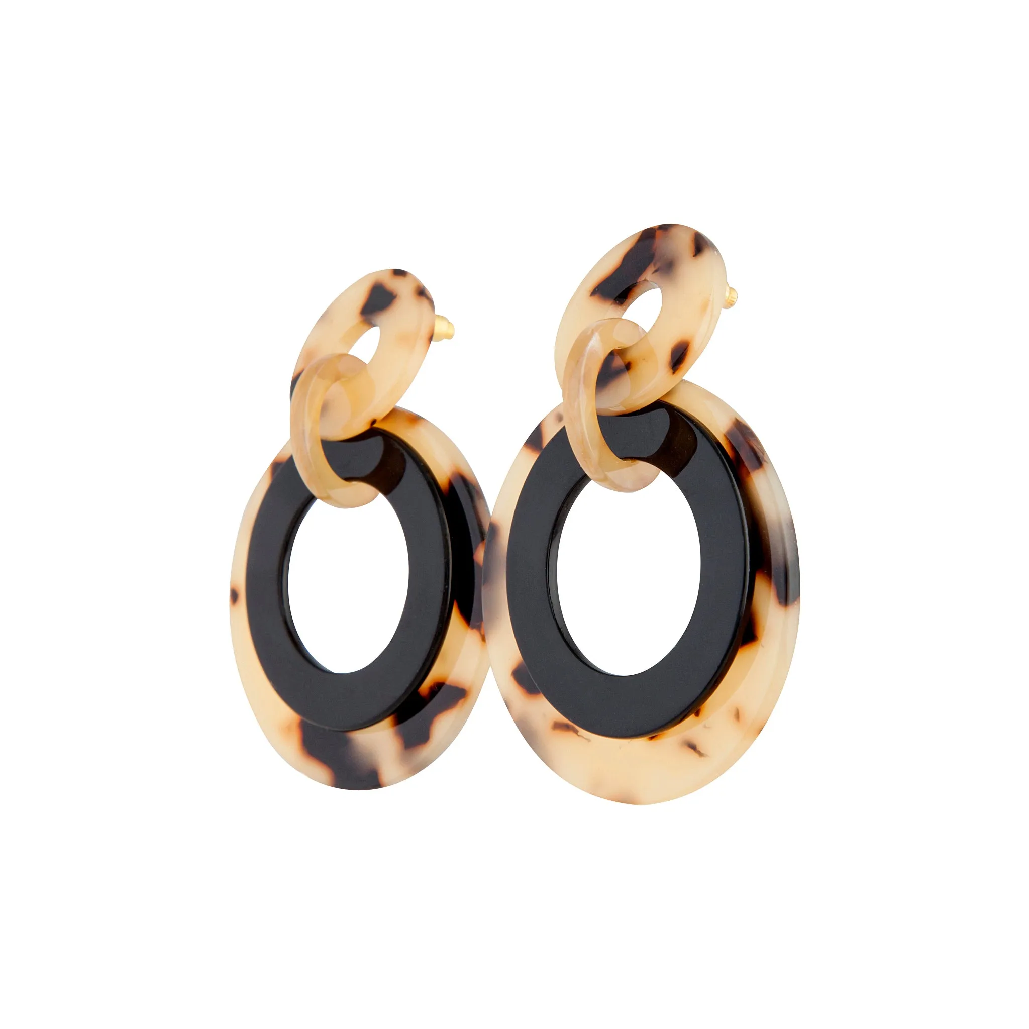 Acrylic Brown Black Acetate Loop Earrings