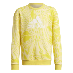 adidas FI All Over Print Crew Neck Sweat Top - Girls - Yellow/Black