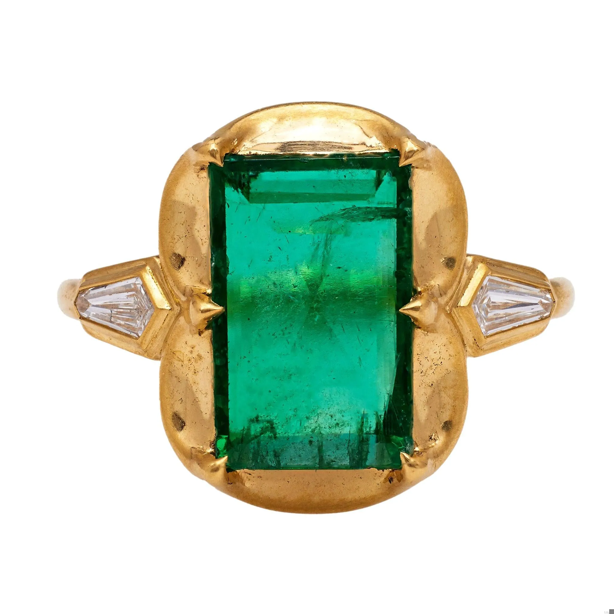 AGL 2.68 Carat Brazilian Emerald and Diamond 20k Yellow Gold Ring