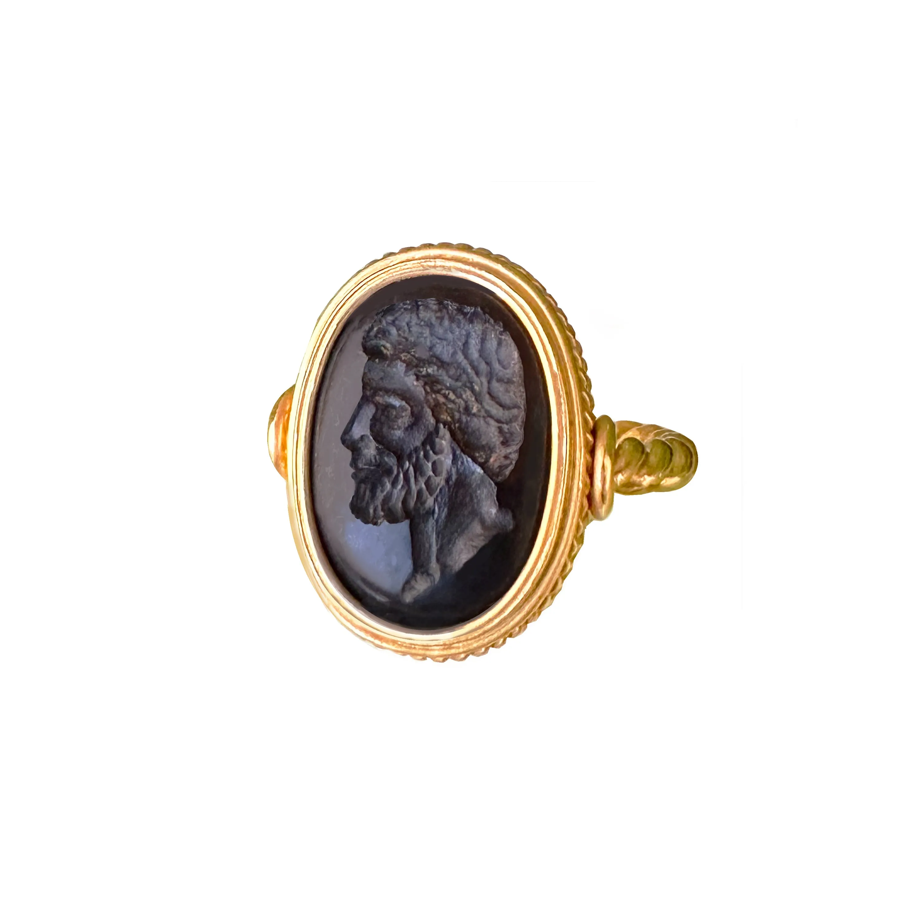 Authentic Ancient Roman Intaglio 1st-2nd Century AD Heliotrope 18Kt gold Ring depicting Septimius Severus