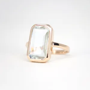 Baguette Aquamarine 9K Yellow Gold Ring