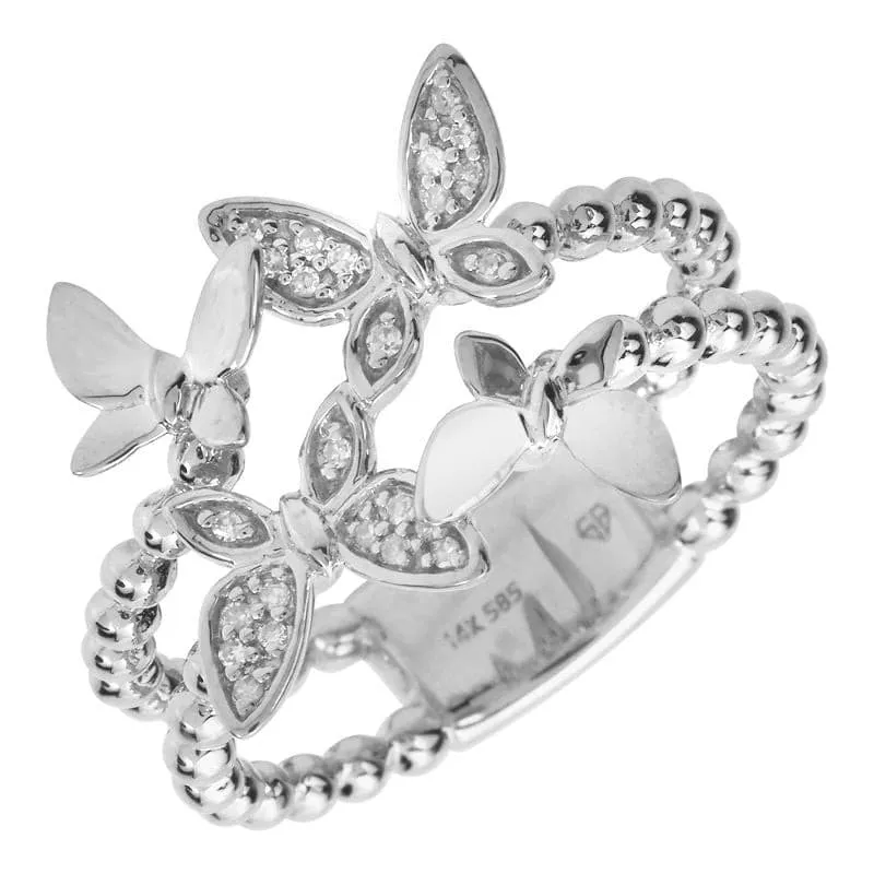 Beaded Open Shank Butterfly Ring