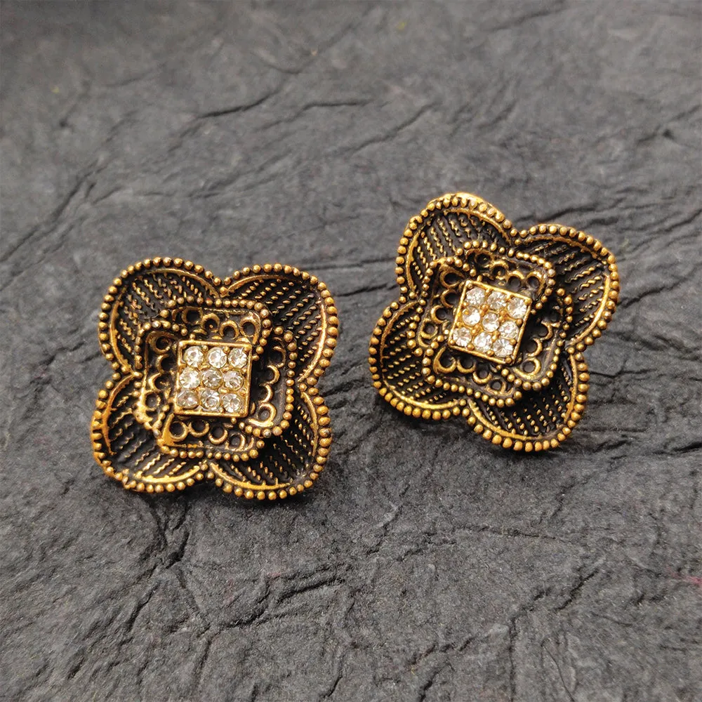 Bhavi Jewels Gold Plated Austrian Stone Stud Earring