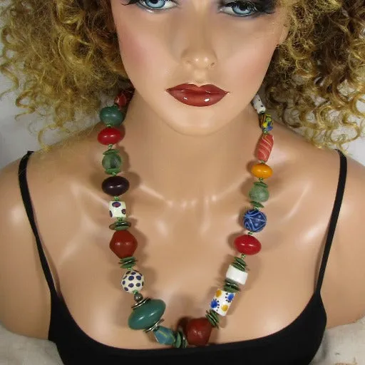 Big Bold African Trade Bead Necklace