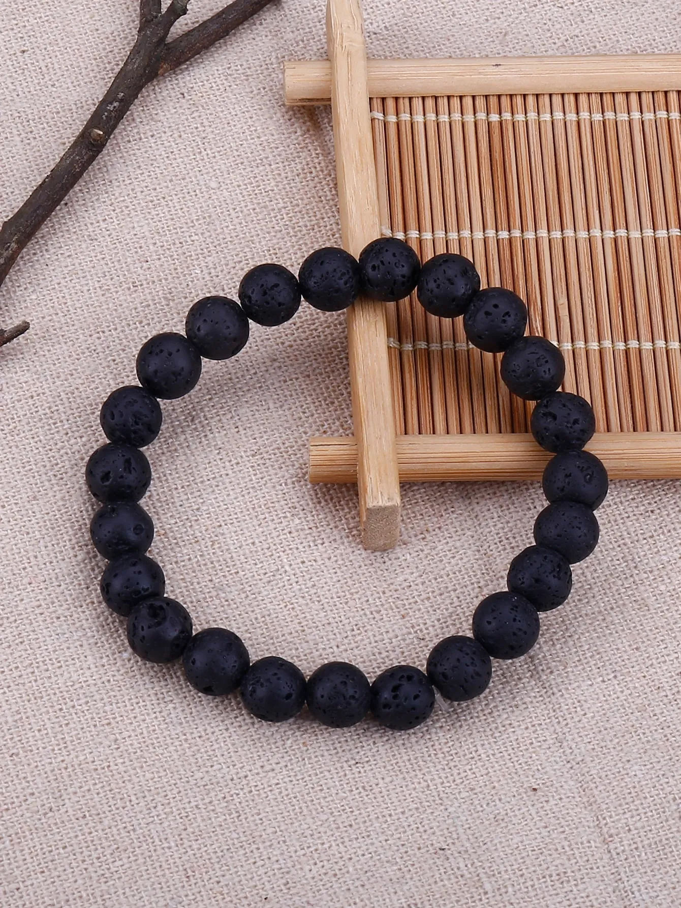 Black Lava Minimalist Beaded Bracelet for Women Crafted Jewelry Stackable