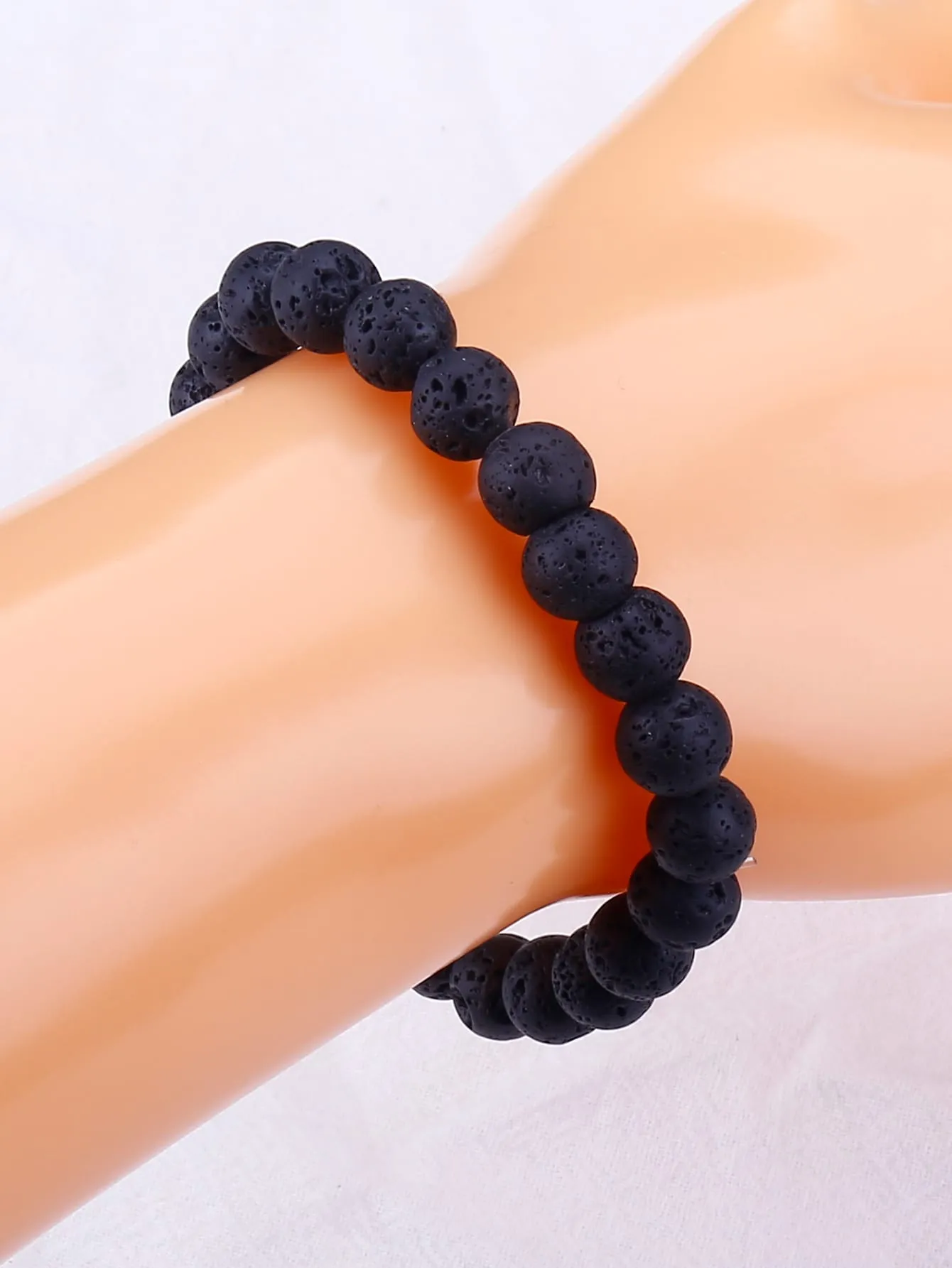 Black Lava Minimalist Beaded Bracelet for Women Crafted Jewelry Stackable