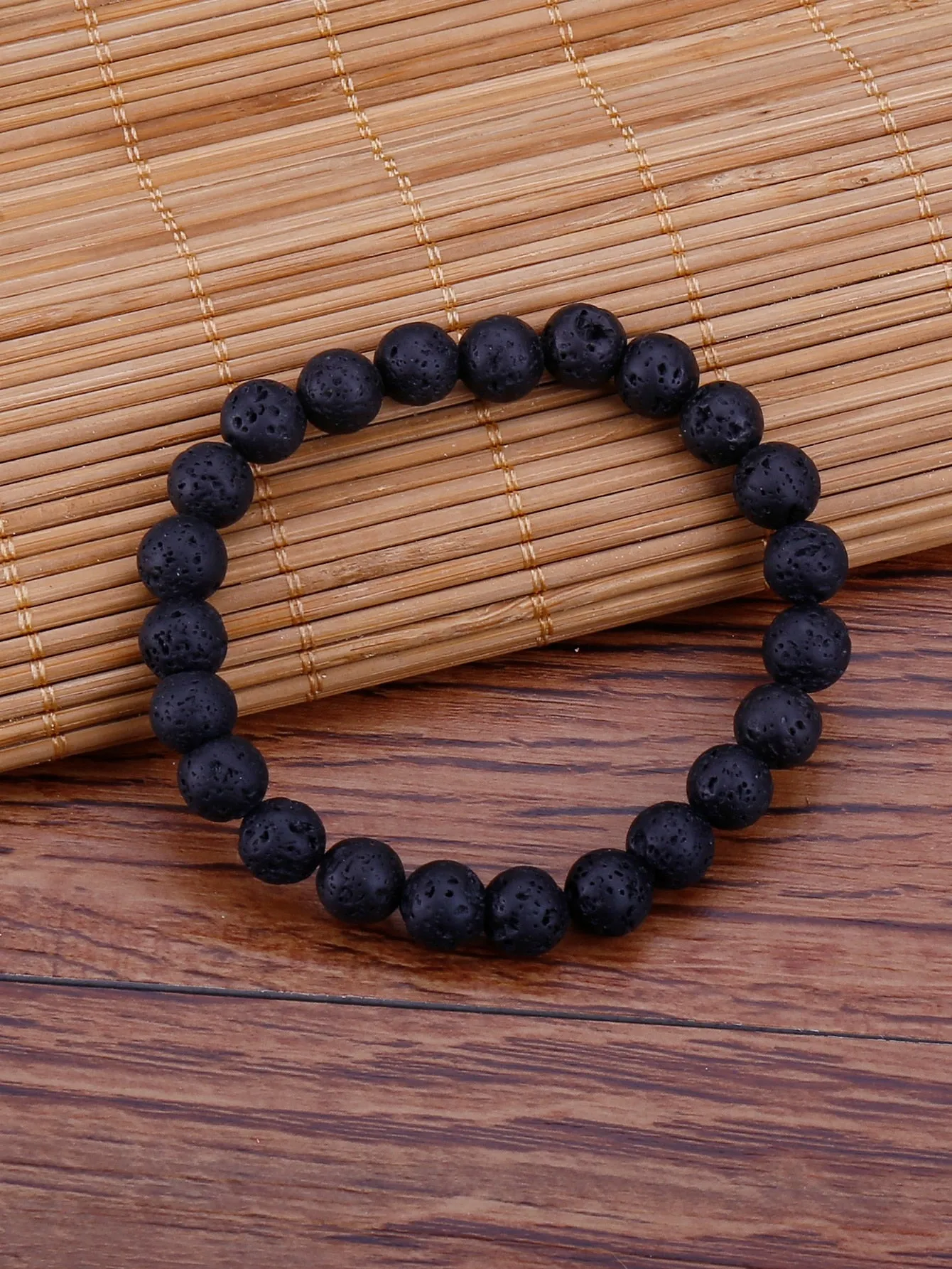 Black Lava Minimalist Beaded Bracelet for Women Crafted Jewelry Stackable