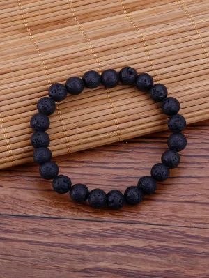 Black Lava Minimalist Beaded Bracelet for Women Crafted Jewelry Stackable